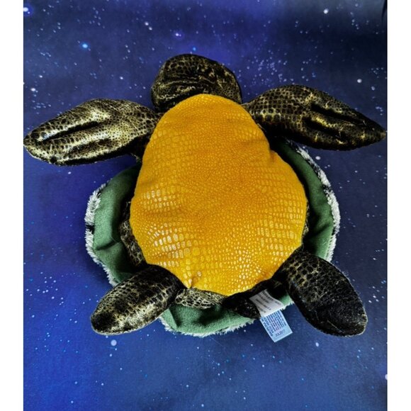 Aurora Realistic Green Turtle Sea Ocean 12" Plush Stuffed Tortoise Reptile Toy - Picture 7 of 8